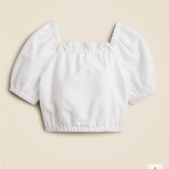 J.Crew Crewcuts Girls' squareneck cropped top in linen-cotton blend - Picture 1 of 6